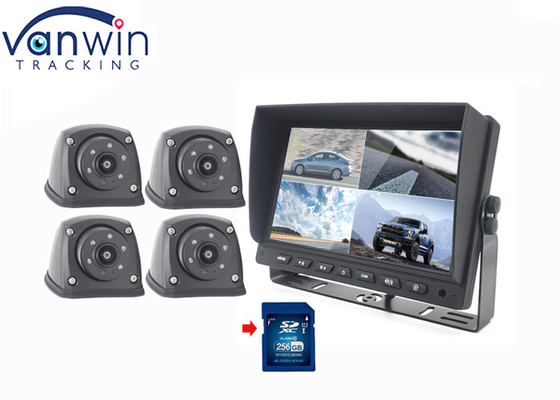 ट्रक आरवी के लिए 7 इंच 4ch/4 स्प्लिट कार स्क्रीन और रियर व्यू कैमरा एलसीडी डिस्प्ले रिकॉर्डर