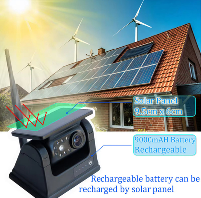 सौर रिचार्जेबल बैटरी वायरलेस बैकअप बस रियर व्यू वाईफाई कैमरा 1080P वाईफाई ऐप के साथ चुंबकीय आधार