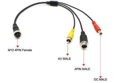 DVR सहायक उपकरण, बाहरी माइक्रोफोन एडाप्टर 4 पिन महिला विमानन प्लग-इन 4pin पुरुष + आरसीए + डीसी