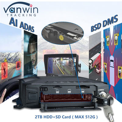 AHD 1080P 8CH 4G जीपीएस मोबाइल डीवीआर अंतर्निहित एडीएएस डीएसएम बीएसडी एल्गोरिथ्म एआई संचालित के साथ