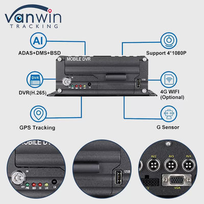 1080P 4CH HDD DVR 5G जीपीएस ट्रैकर वाहन निगरानी प्रणाली बेड़े सुरक्षा के लिए