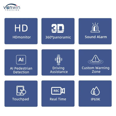 3D HD 1080P 360 कार पार्किंग कैमरा ट्रक रिवर्स चेतावनी कैमरा कार 360 डिग्री कैमरा सुरक्षा प्रणाली का पक्षी का दृश्य
