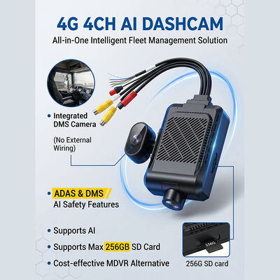 ADAS BSD के साथ भारी शुल्क ट्रक 4G डैश रिकॉर्डर - एसओएस पैनिक बटन के साथ जीपीएस टेलीमैटिक्स फ्लीट कैमरा