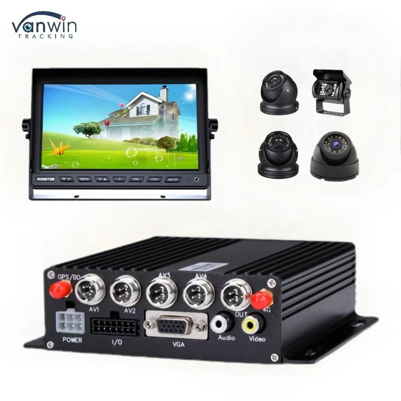 DC 12V 36V H.265 4CH HD 1080P कार मोबाइल DVR डैश कैम रिकॉर्डर वायरलेस ट्रांसफर के साथ