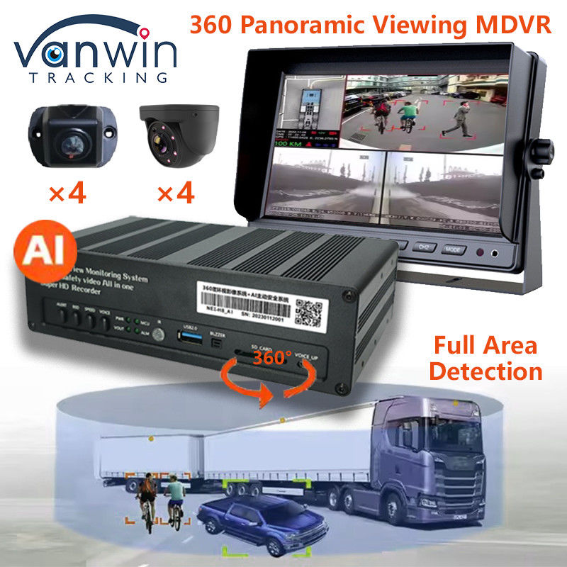 8 CH 4G 360 पैनोरमिक व्यू MDVR AI ADAS DSM BSD पैनोरमिक व्यू कार वाहन DVR कैमरा सिस्टम के साथ