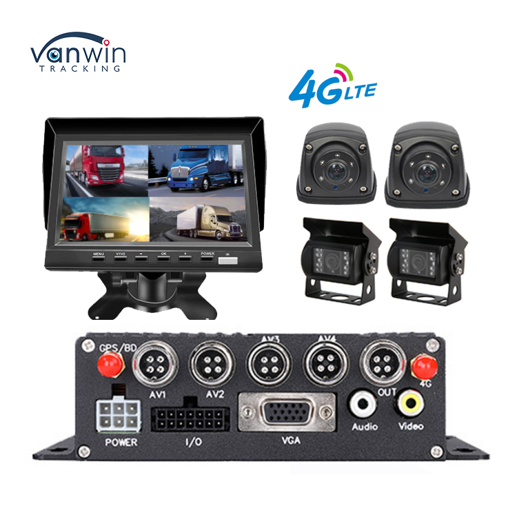 ट्रकों के लिए प्रोफेशनल 4CH 1080P MDVR 7" मॉनिटर के साथ  4G/GPS वाटरप्रूफ कैमरा और रिवर्स सहायता - ऑल-इन-वन फ्लीट मैनेजमेंट सॉल्यूशन